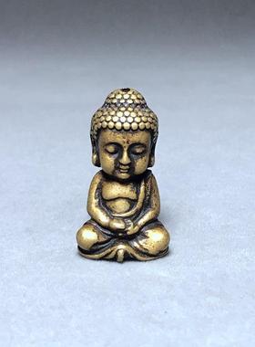 铜器小佛像纯铜黄铜迷你号口袋佛如来佛祖茶宠摆件香插工艺品