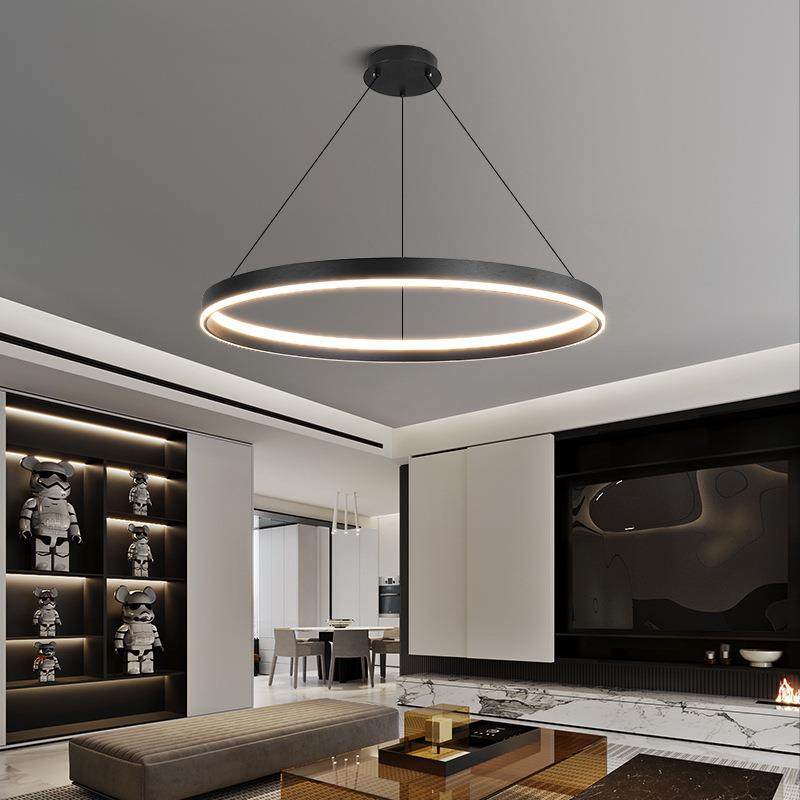 现代简约2024年新款中山灯具大气餐厅圆餐桌主灯极简圆环客厅吊灯,家装灯饰光源,智能吊灯,淘宝优惠券,粉丝福利购,淘宝优惠卷