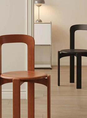 中古风餐椅实木餐椅家用现代简约阳台靠背休闲椅彩色rey餐椅