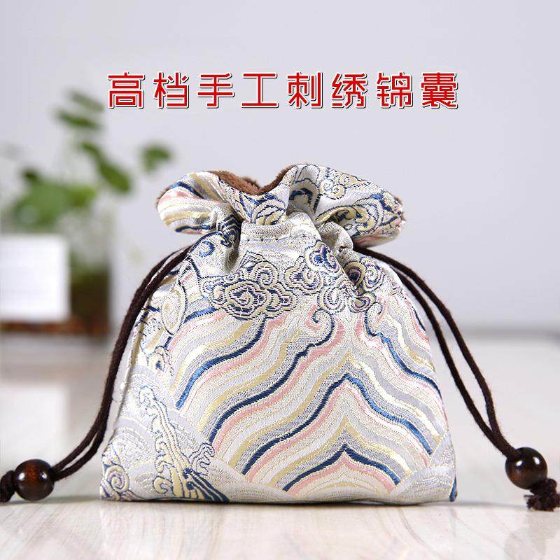 彩色刺绣丝绸绒布束口袋礼品珠宝首饰品收纳零钱色丁袋