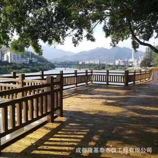 混凝土仿木护栏 水泥景区河道桥梁栏杆 市政道路安全防护围栏厂家