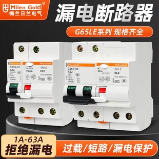 小型空气漏电开关 梅兰日兰G65LE1P2P3P4P电子漏电保护器C65LE款