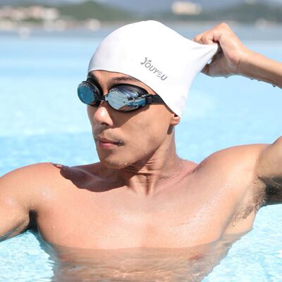 Swimming cap Men sunscreen silicone swimming cap goggles set