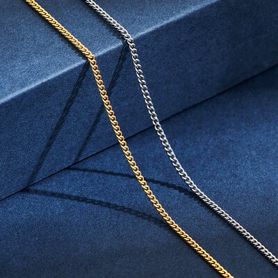 2mm Wide Stainless Steel Link Chain Necklace for Men and