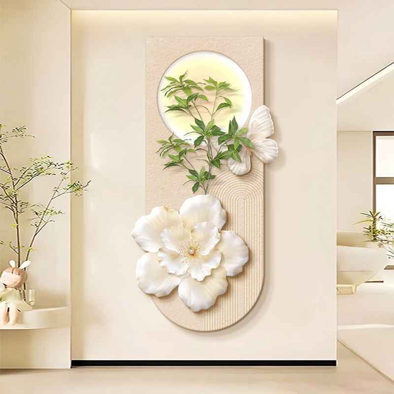 奶油风花卉客厅装饰画壁灯绿植入户门玄关过道挂画沙发背景墙壁画,家居饰品,现代装饰画,淘宝优惠券,粉丝福利购,淘宝优惠卷