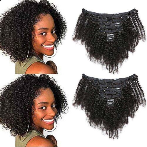 Peruvian Afro Kinky Curly Remy Clip In Human Hair bundles