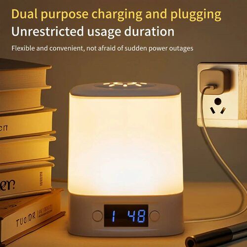 Remote Control Night Lamp Rechargeable Table Lamp Clock Disp