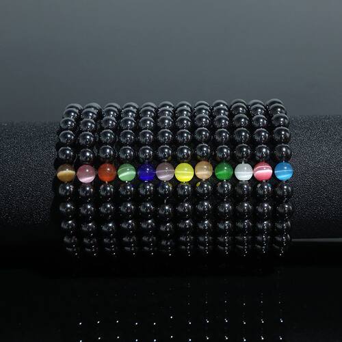 Trendy Lava Stone Men Bracelet Natural Black Cholesterol