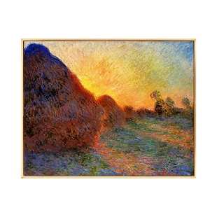 莫奈干草垛装饰画酒店油画墙挂画印象派世界名画卧室过道玄关