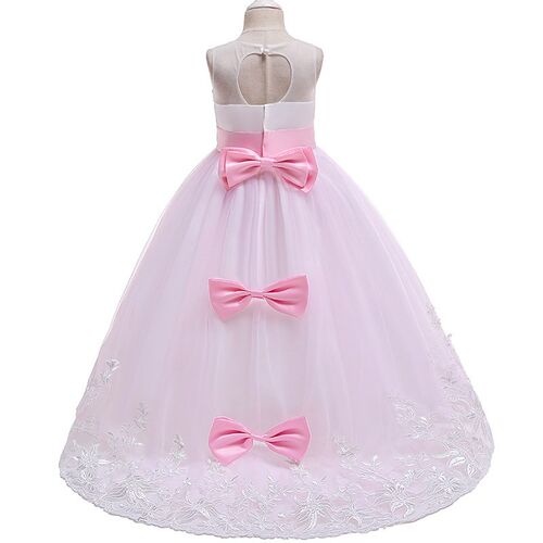 2022 Christmas Girls Long Bridesmaid Dress Elegant Kids Clot