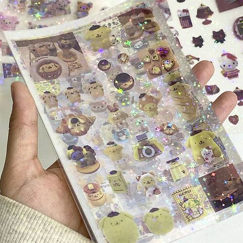 12Ps Cartoon Die-utting er Cute Flashing Laser ers Kawaii Sr