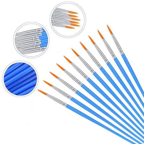 10Pcs/set Painting Brushes Art Round Flat Hair Nylon Hair Pa