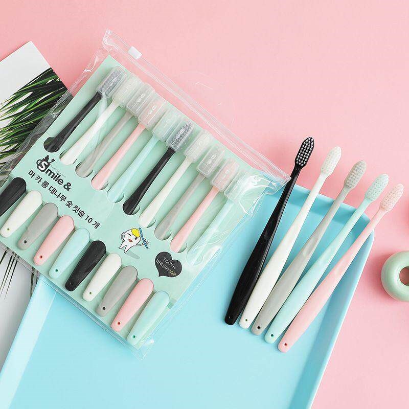 High-end Soft Bristle Toothbrush Set - Bamboo Charcoal Macar - 实物图