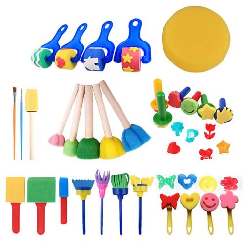 30 Pieces Paint Sponge Brushes Drawing Coloring Educational