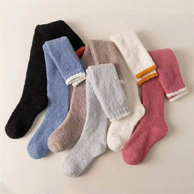 Winter Warm Coral Fleece Over-knee High Socks for Women Plus