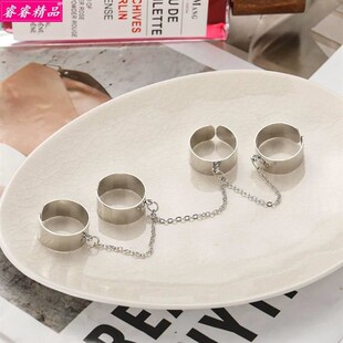 Rings set潮 Chain Ring Finger Index joint Open Punk hop Hip