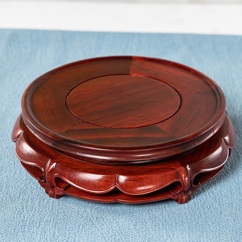 红木可旋转圆形底座花瓶花盆鱼缸底座酒坛奇石实木工艺品摆件托架,家居饰品,木雕,淘宝优惠券,粉丝福利购,淘宝优惠卷