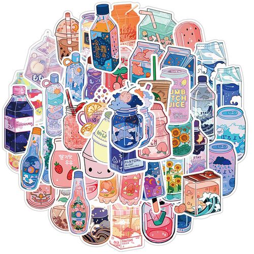 2022  50PCS INS Style Cute Drink Cartoon Stickers Laptop