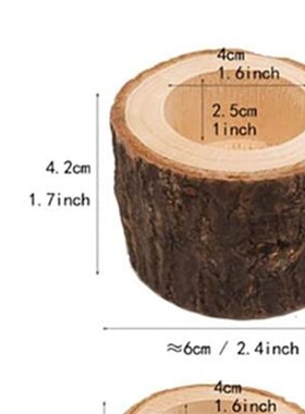 4Pcs Natural Tree Stump Candle Holder Wooden Tealight