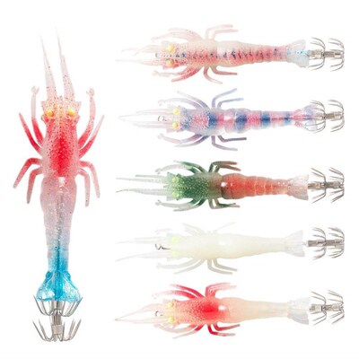 4pcs/lot Soft Shrimp Squid Hook 10g11cm Luminous Fishing Lur