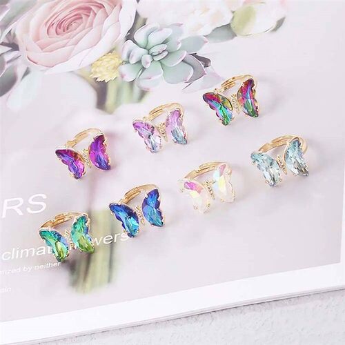Butterfly Mood Ring Gradient Color Adjustable Temperature Ri