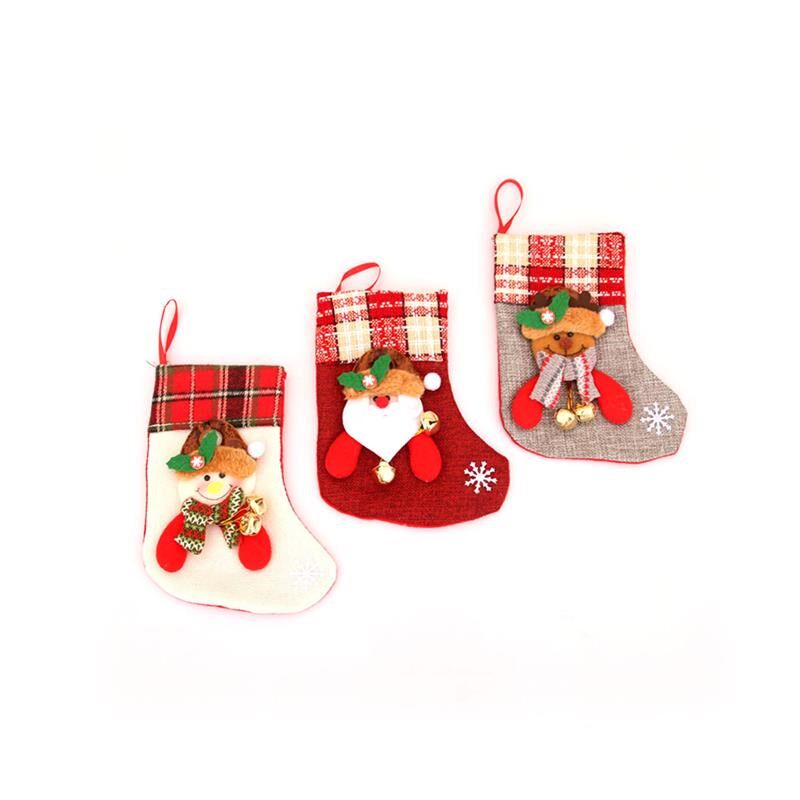 Christmas Stocking with Jingle Bell, Holiday Gift Bag Decor - 实物图