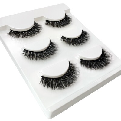 3 Pairs natural false eyelashes thick makeup real 3d mink la