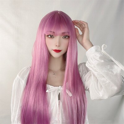 Cosplay Wig Women Long Straight Thin Vine Color Long Straigh