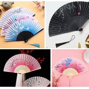 Bamboo Folding Fan silk Chinese Stylefan Hand Held Anitque A