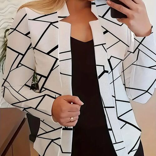 2025 Womens Fashion Nobutton Tops Printed Blazer 2025 Europe