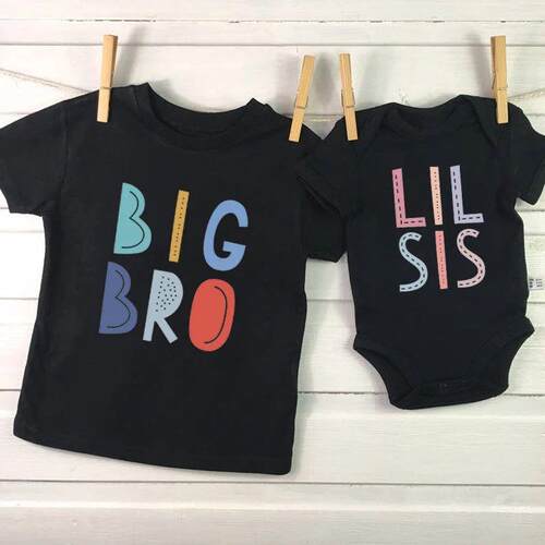 New Big Bro Lil Sis Sibling Clothes Cotton Family Matching B
