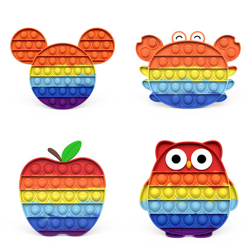 New Rainbow Pop Push Bubble Fidget Sensory Toy Autism Squeez