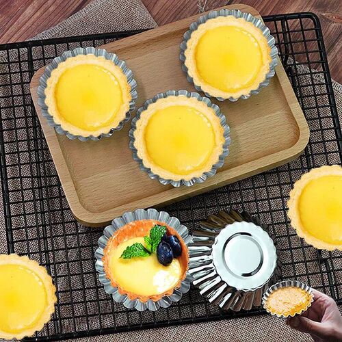 10 Pcs Egg Tart Mold  Reusable Aluminum Cupcake Egg Tart Mol