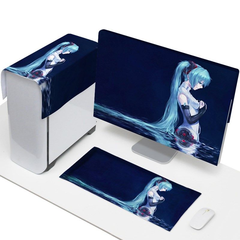 电脑防尘罩台式显示器装饰保护罩三件韩版可爱主机键盘防尘盖布