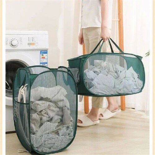 Horizontal Foldable Laundry Basket Mesh Cloth Breathable