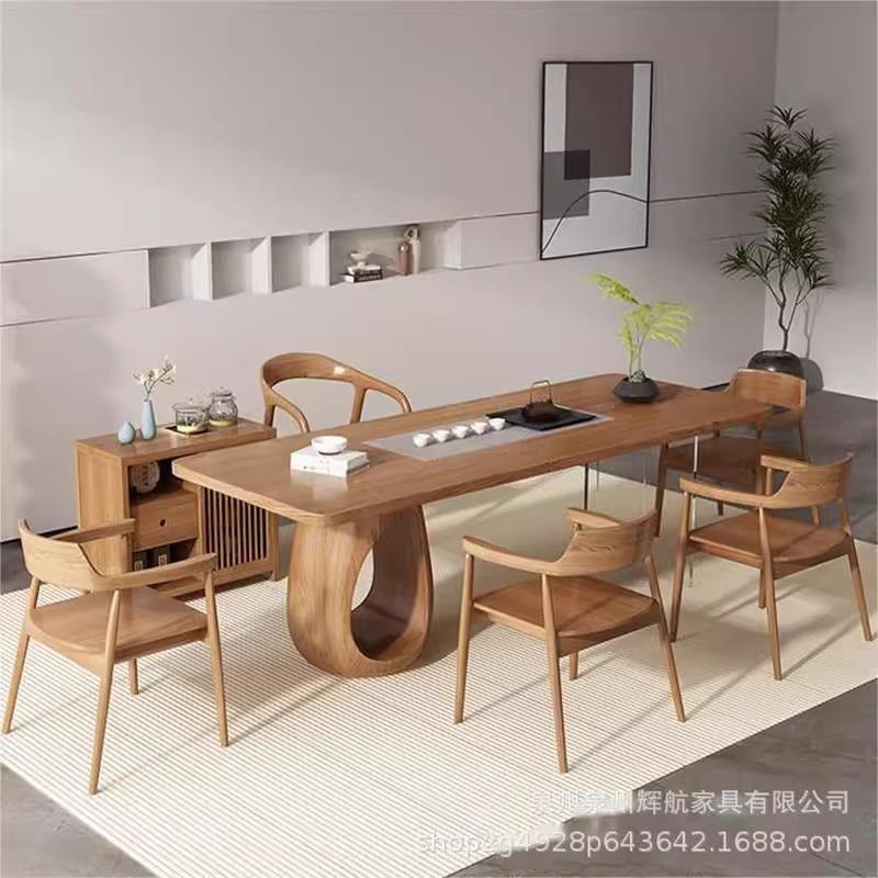 现代简约实木办公室接待泡茶桌子家用客厅大板原木猫洞茶台茶厂家
