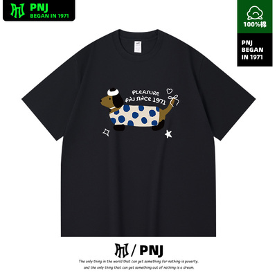 腊肠小狗小众设计感印花高街纯棉半袖上衣男女同款情侣休闲上衣