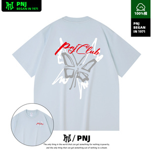 夏季纯棉宽松情侣半袖小众潮牌印花美式短袖T恤ins休闲风男女同款