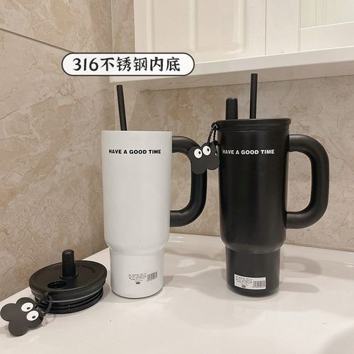 冰霸杯大容量带手柄保温杯女生办公室吸管水杯子2024新款女高颜值