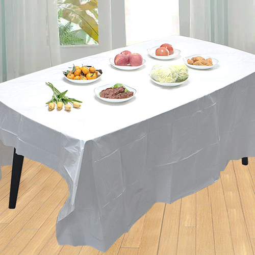 一次性桌布圆桌长方形高级感白色加特厚塑料布薄膜餐桌布批发