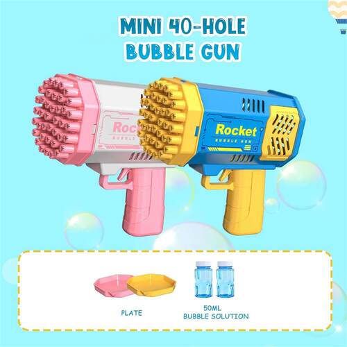 Bubble Gun for Kids Toys, 40 Holes Bubble Machine with Color