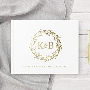 Personalised Wedding White Guest Book Custom Elegant Mr and