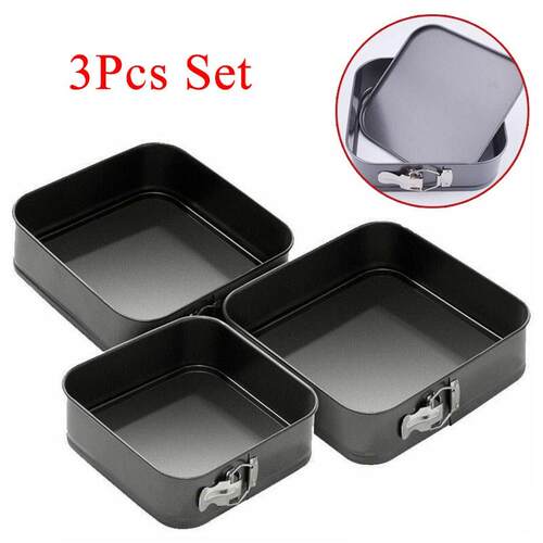 1/3Pcs Square Shape Cake Tins Mold Non Stick Baking Bake Tra