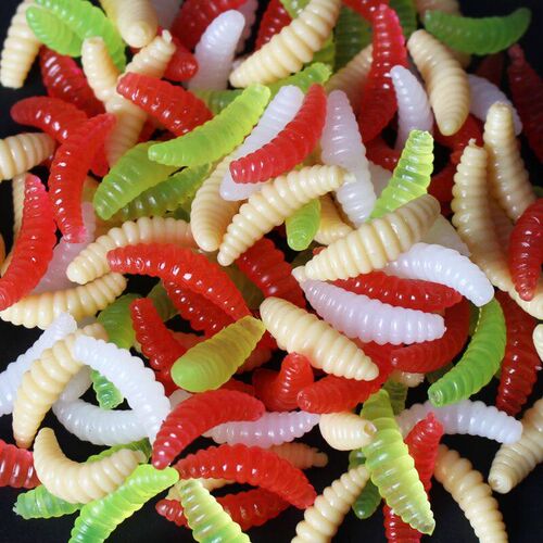 50PCS/Bag 2cm 0.3g Bread Worm Silicone Artificial Baits Magg