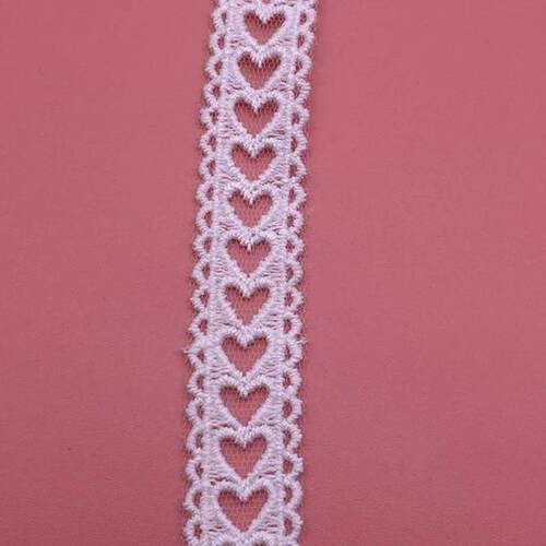 1.8cm Wide  White Bilateral Wavy Heart Cotton Lace Ribbon Em