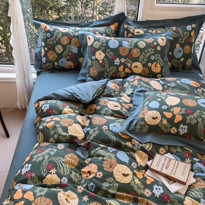 cotton retro bedsheet sets bed fitted sheet duvet cover set