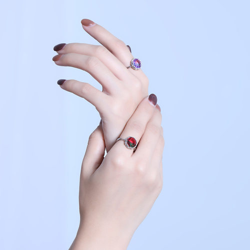 ATJ001 geometric personality ring female braided zirconium S