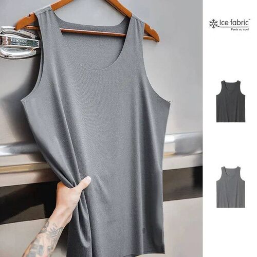 Maden Men Sleeveless Tank Top Ice Silk Cool Feeling Threaded
