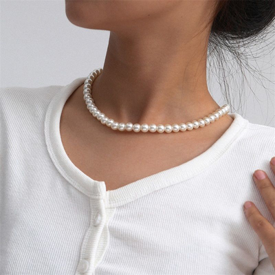 Classic Elegant White Pearl Chokers Necklace For Women Men W