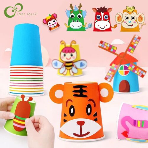 12pcs Children 3D DIY handmade Paper Cups er Material Kit Wh
